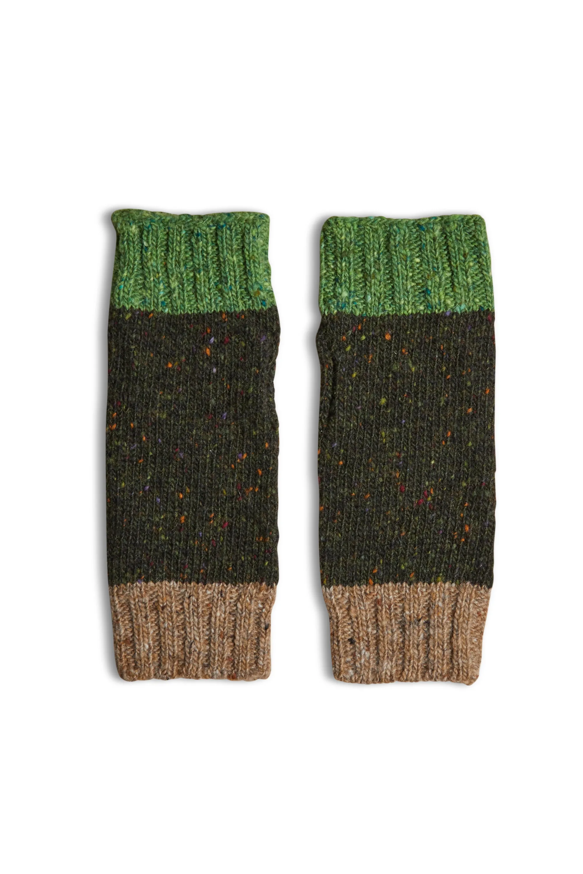 Donegal Wool Wrist Warmers | Deep Speckle Green