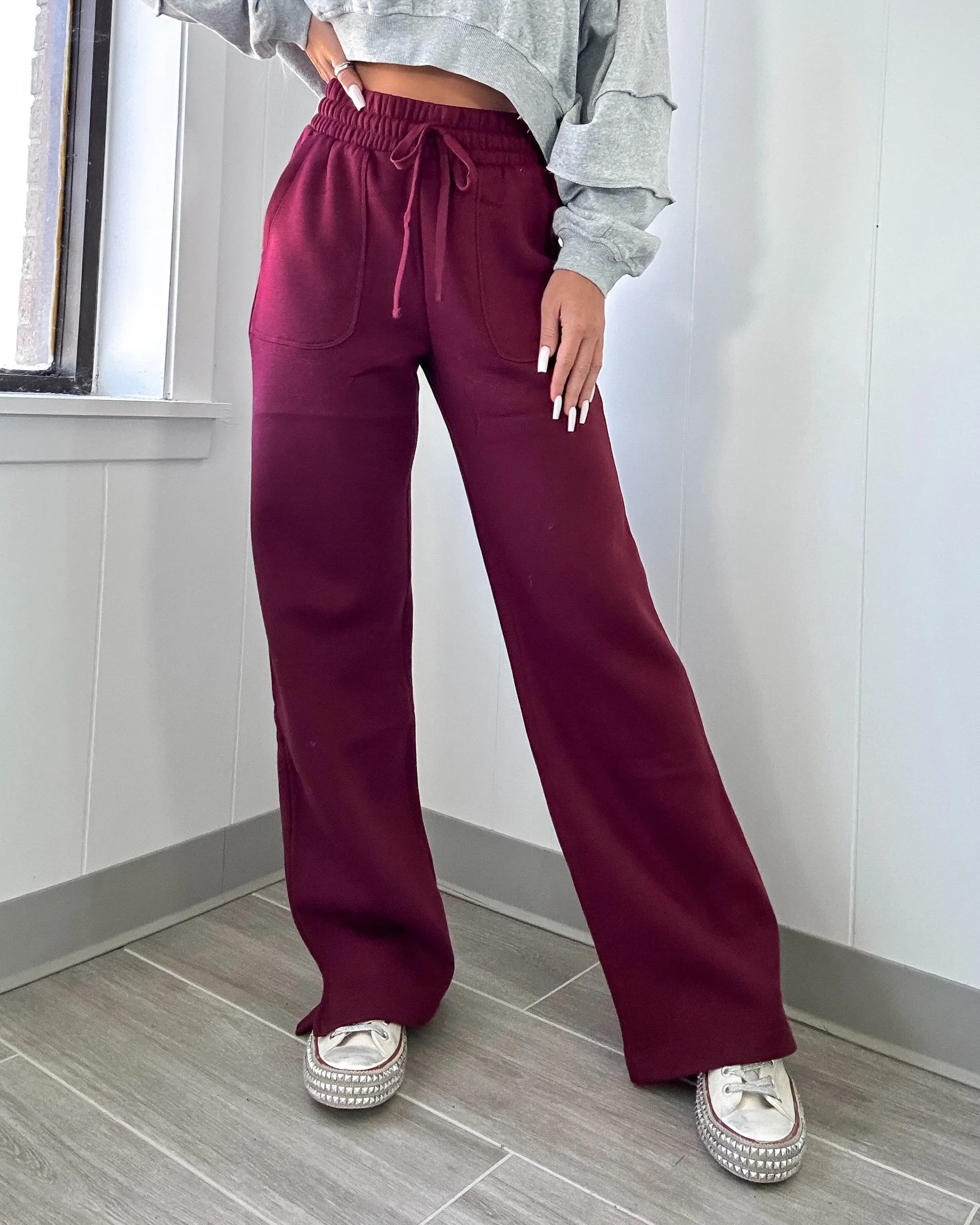 DOORBUSTER Burgundy Slit Sweatpants