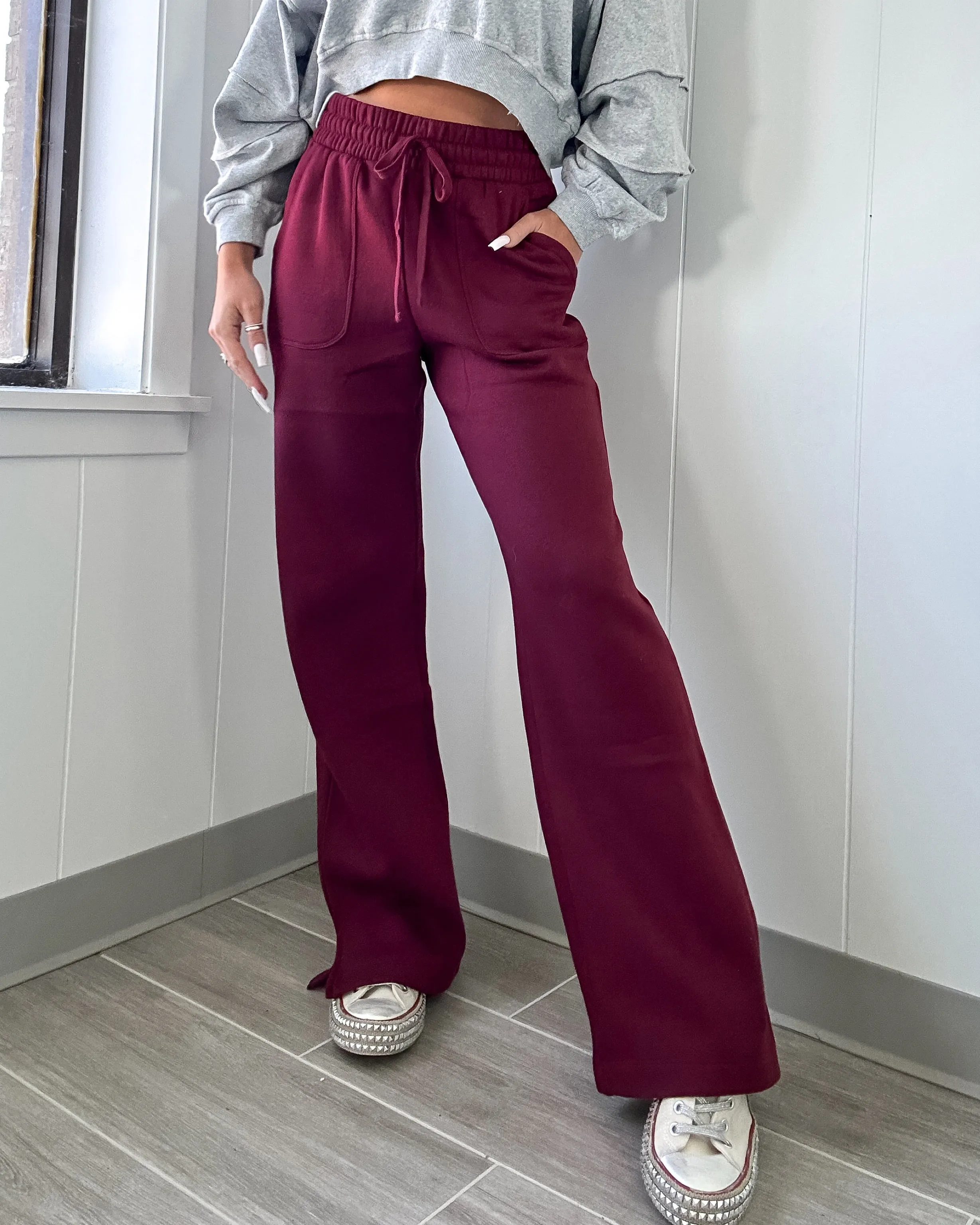 DOORBUSTER Burgundy Slit Sweatpants