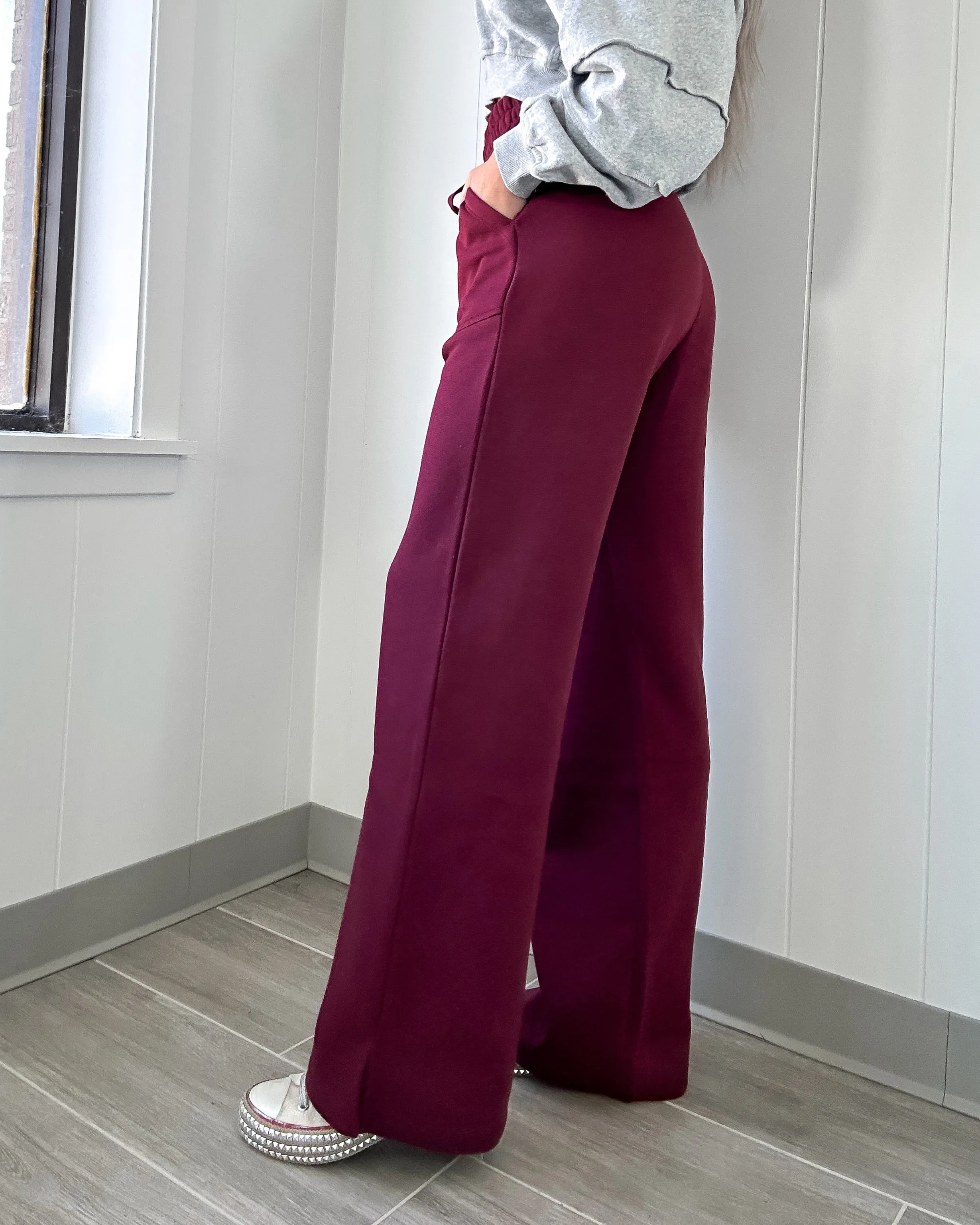 DOORBUSTER Burgundy Slit Sweatpants