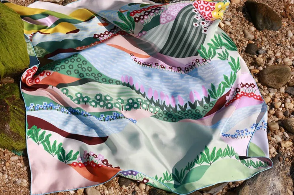 Double Sided Silk Scarf Of Summer