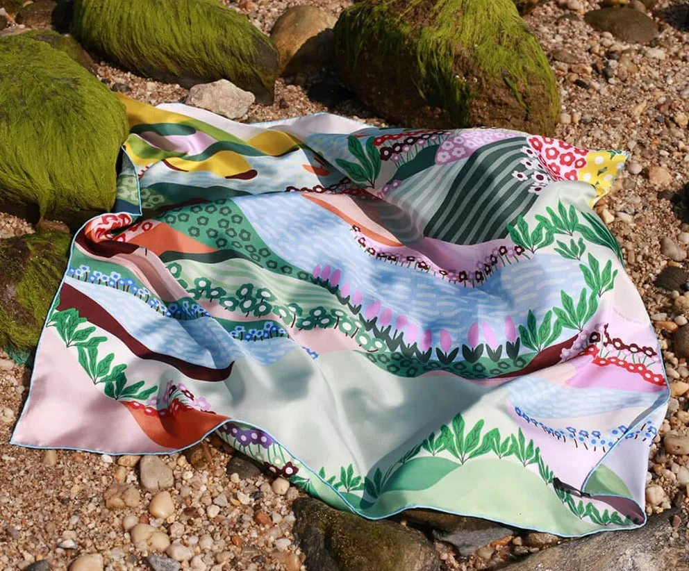 Double Sided Silk Scarf Of Summer