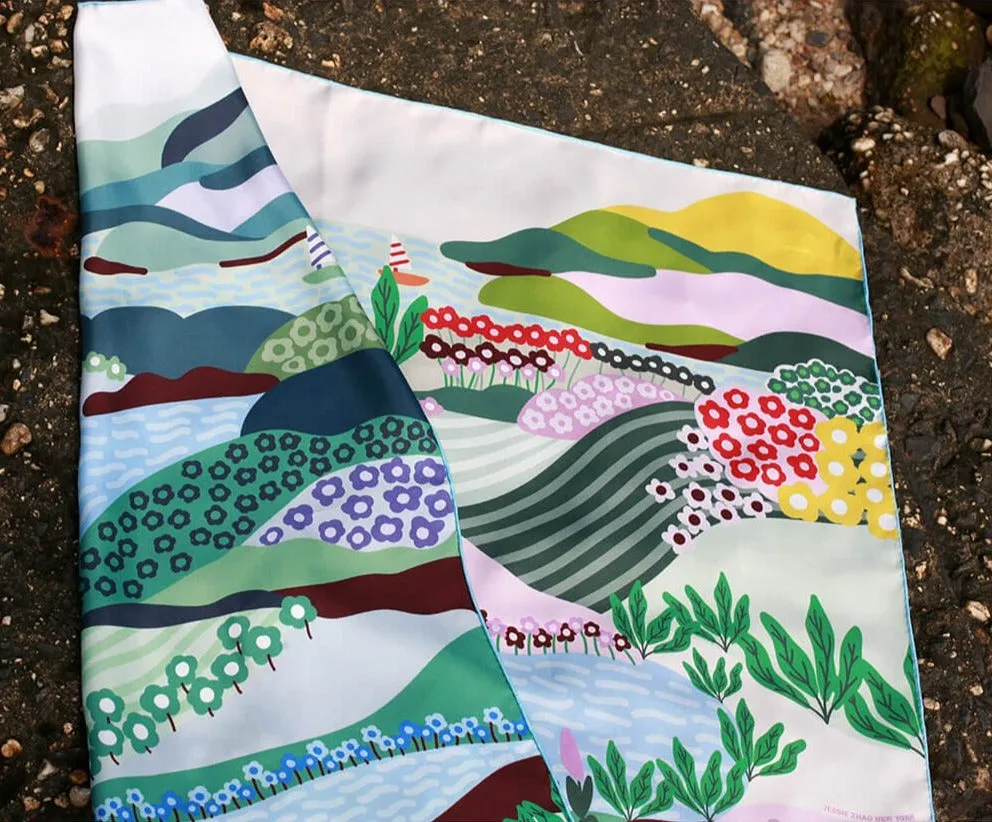 Double Sided Silk Scarf Of Summer