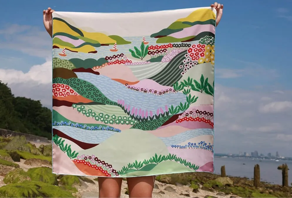 Double Sided Silk Scarf Of Summer