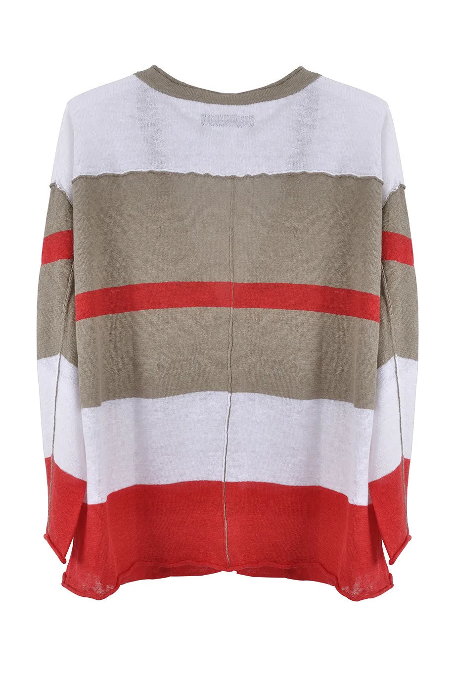 ENZA COSTA LINEN KNIT Multistripe Cardigan