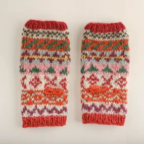 Fair Isle Fingerless Knitted Mittens