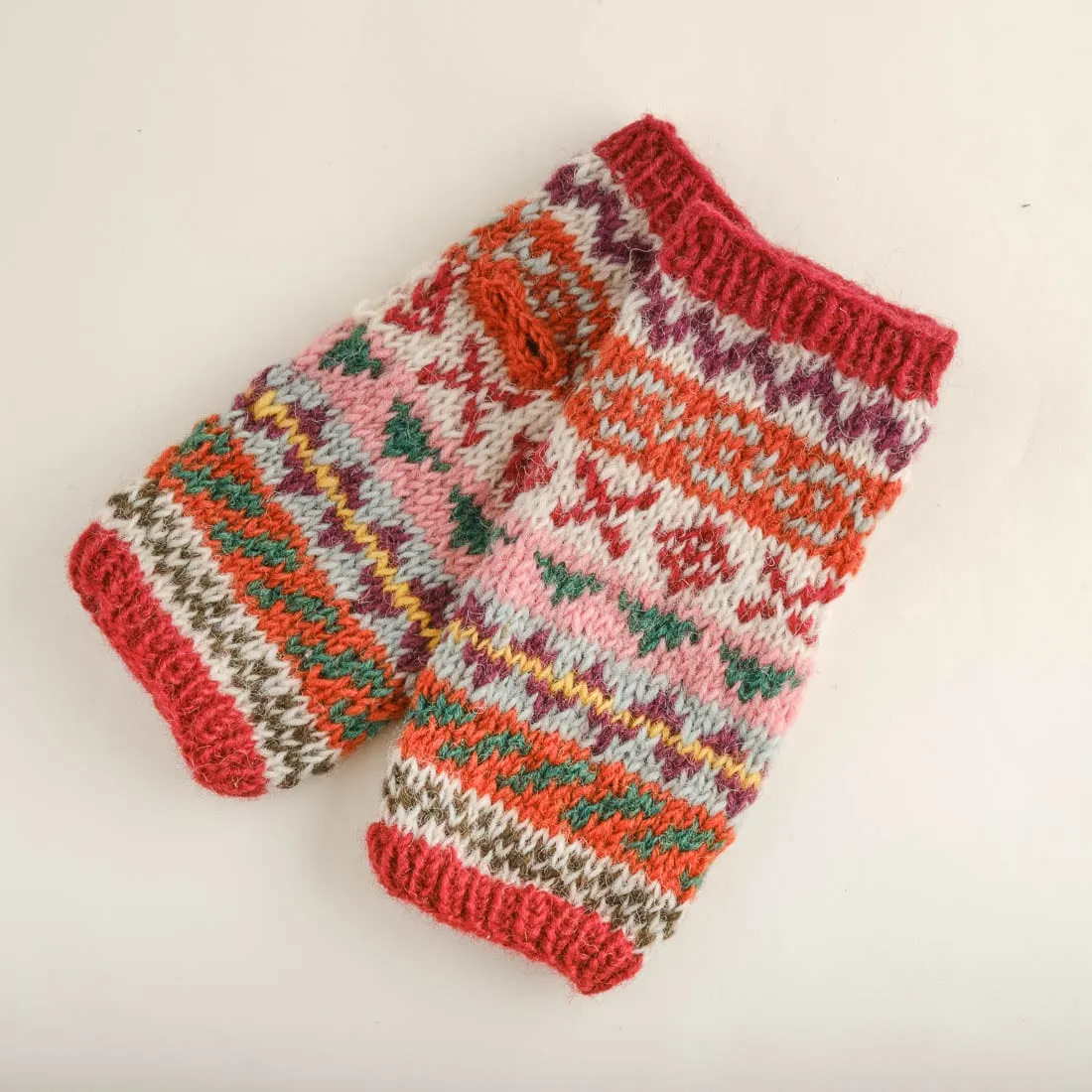 Fair Isle Fingerless Knitted Mittens