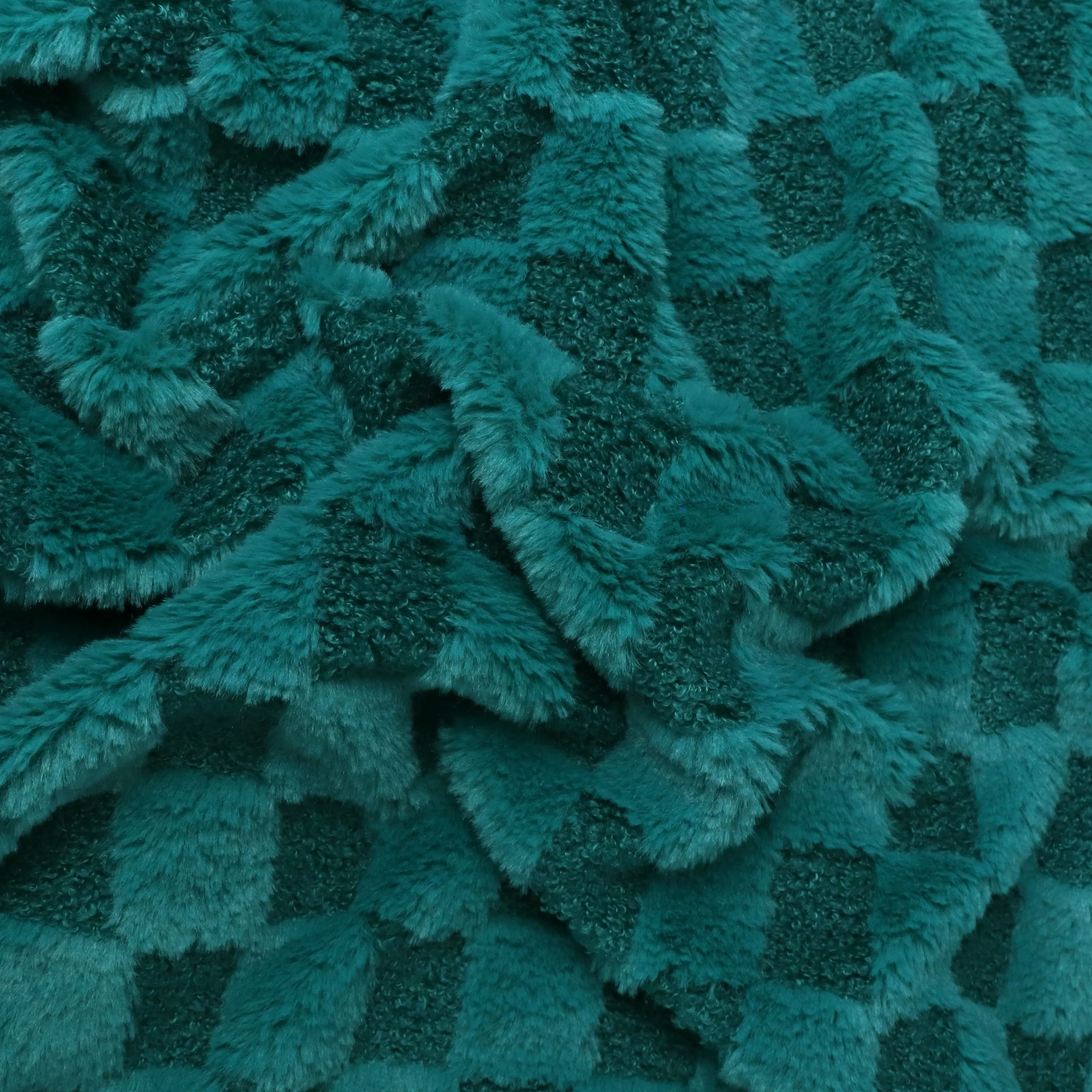 Faux Fur - Checkerboard - Teal