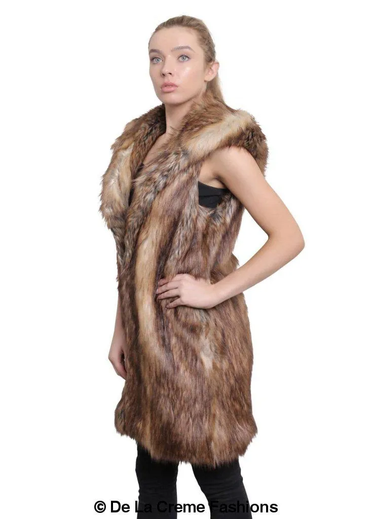 Faux Fur Hooded Gilet