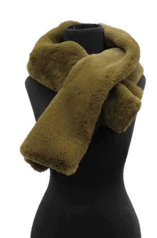 Faux Fur Pull Through Muffler - Olive