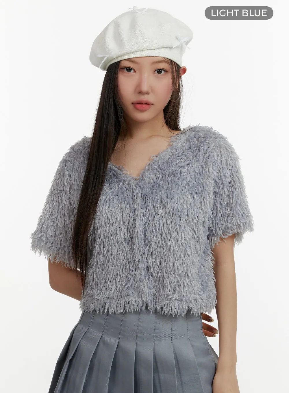 Faux Fur V-Neck Cardigan OY413