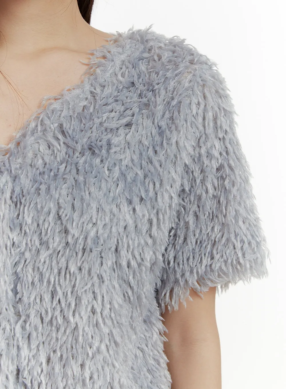 Faux Fur V-Neck Cardigan OY413