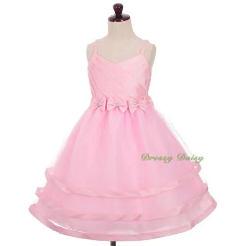 FG332 Trimmed Spaghetti Straps Tiers Tulle Flower Girl Occasion Dress Size 3-9