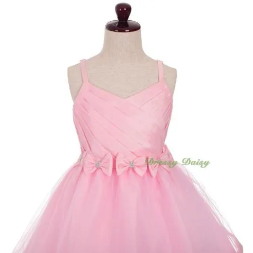 FG332 Trimmed Spaghetti Straps Tiers Tulle Flower Girl Occasion Dress Size 3-9