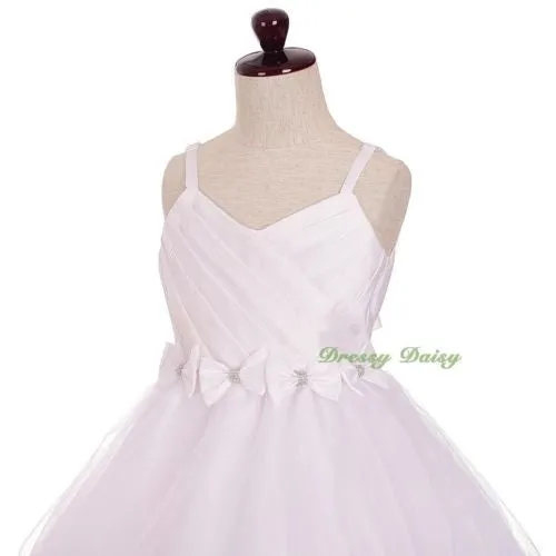 FG332 Trimmed Spaghetti Straps Tiers Tulle Flower Girl Occasion Dress Size 3-9