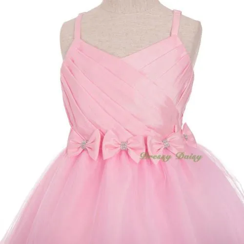 FG332 Trimmed Spaghetti Straps Tiers Tulle Flower Girl Occasion Dress Size 3-9