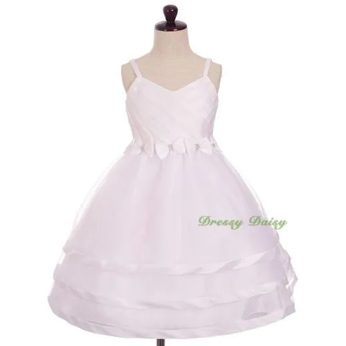 FG332 Trimmed Spaghetti Straps Tiers Tulle Flower Girl Occasion Dress Size 3-9