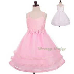 FG332 Trimmed Spaghetti Straps Tiers Tulle Flower Girl Occasion Dress Size 3-9