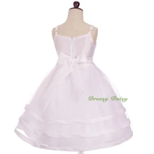 FG332 Trimmed Spaghetti Straps Tiers Tulle Flower Girl Occasion Dress Size 3-9