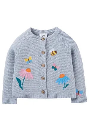 Frugi Colby Cardigan Grey Marl Flowers