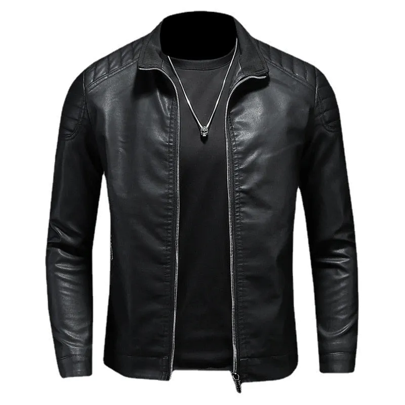 Funki Buys | Jackets | Men's Faux Leather Zip Up Dress Jacket