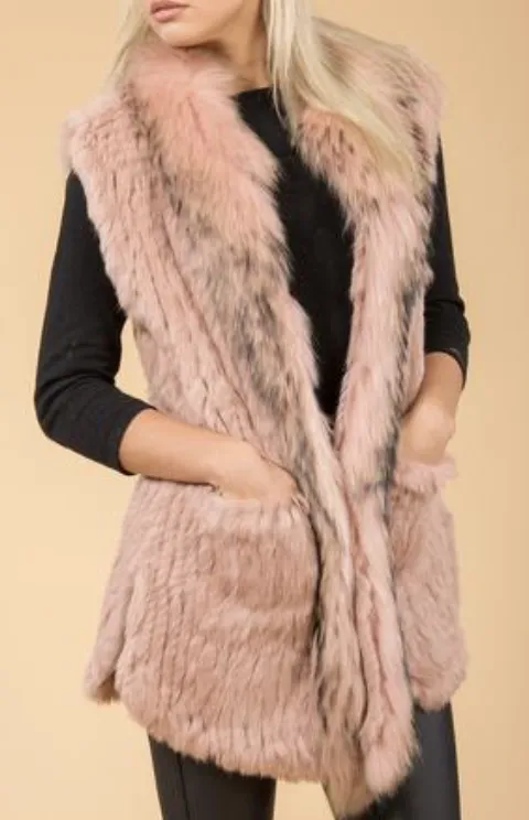 Fur Gilet in Dusky Pink