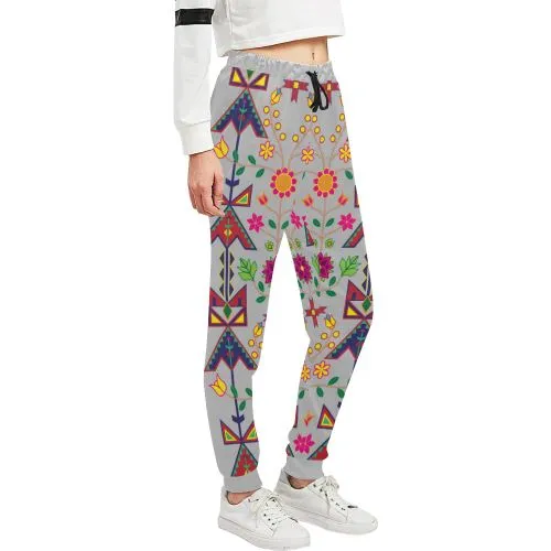 Geometric Floral Spring-Gray Women's Sweatpants