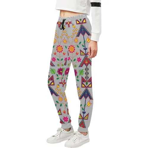 Geometric Floral Spring-Gray Women's Sweatpants