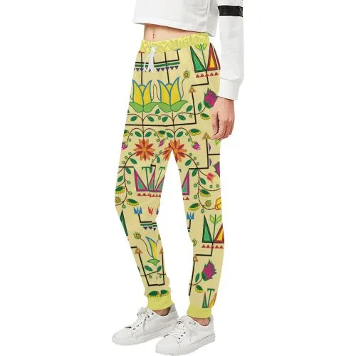 Geometric Floral Summer-Vanilla Women's Sweatpants