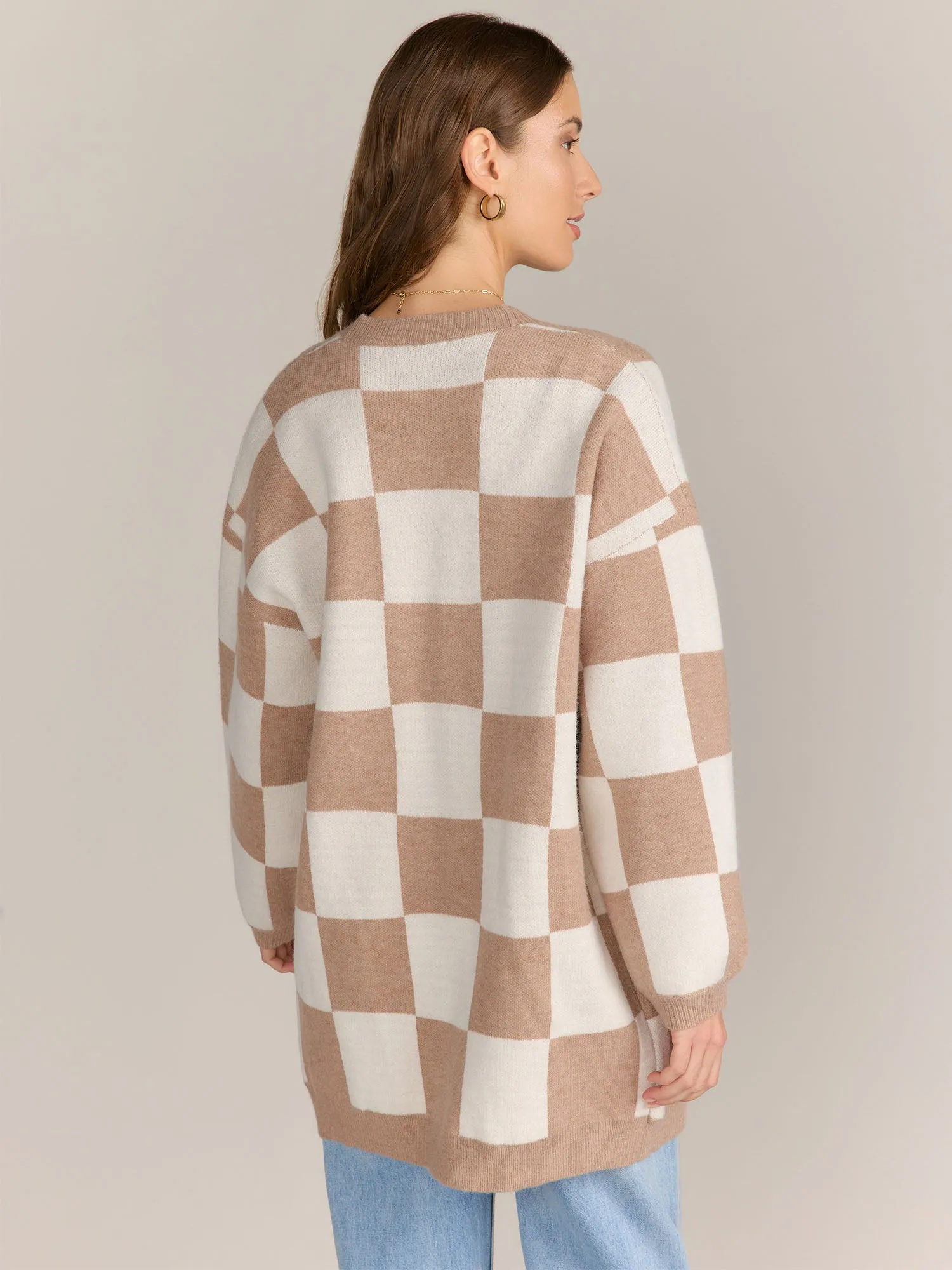 Gilli Checkboard Open Front Cardigan - Brands We Love