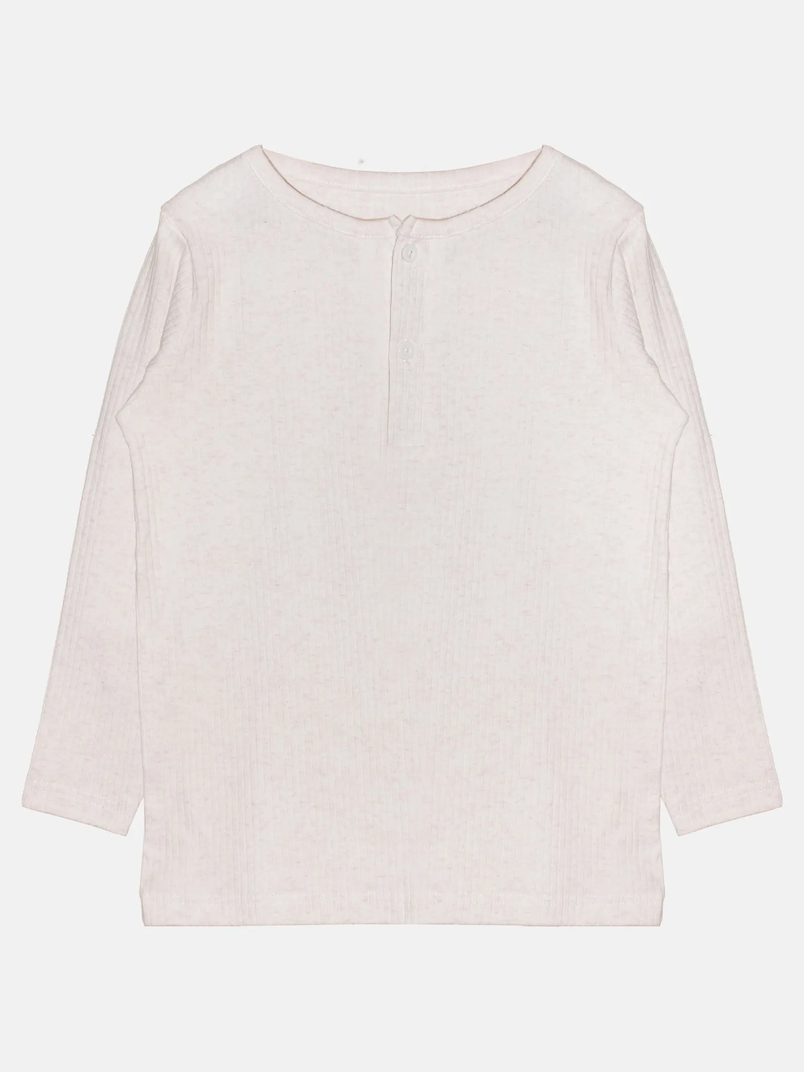 Girls Cotton Solid Henley Neck Tee