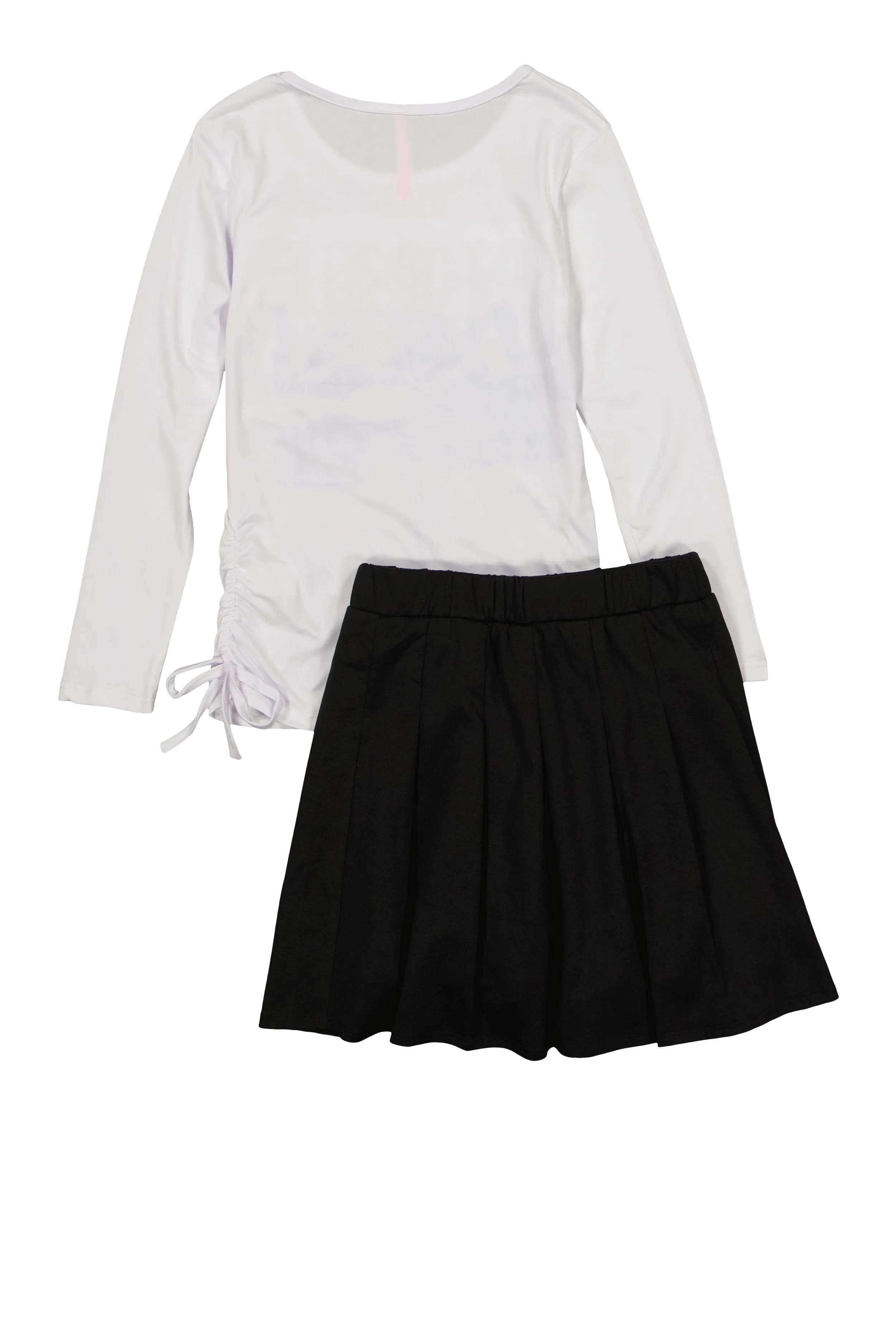 Girls Rhinestone Nope Not Today Top and Pleated Skirt