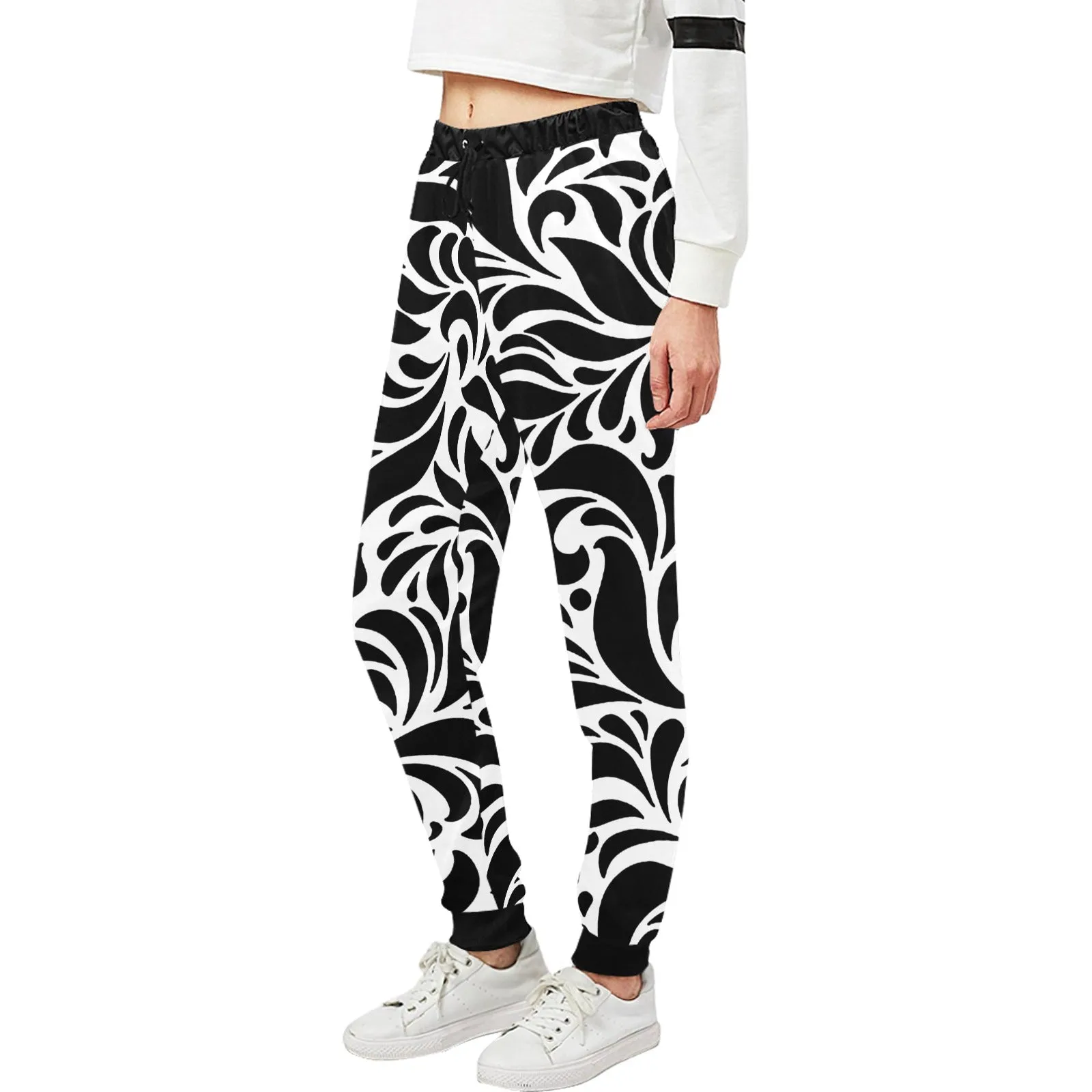 GORGIOUS LEAF WHT All Over Print Sweatpants