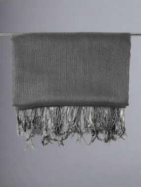 Gray Modal Solid Scarf with Eyelash Fringes