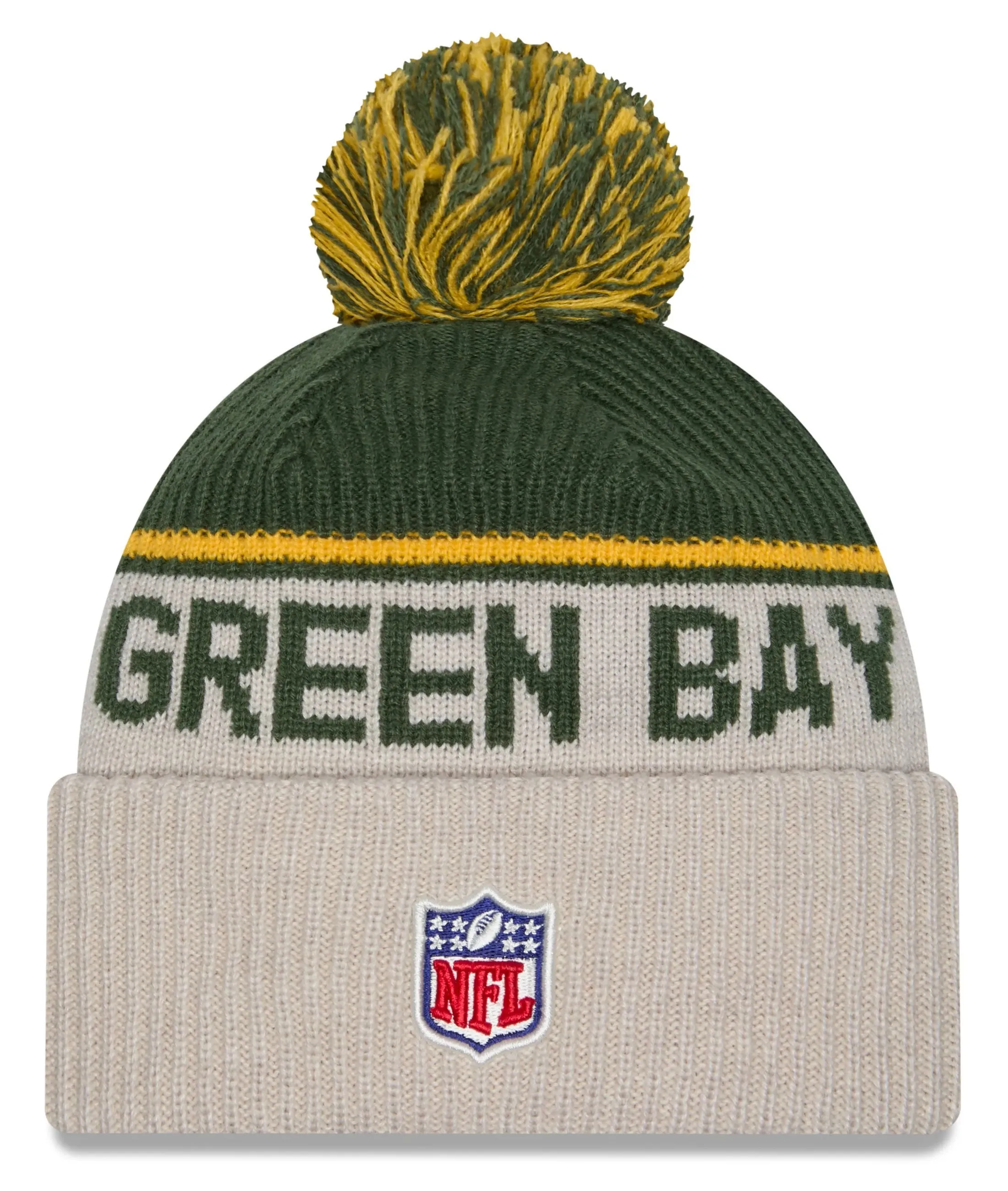 Green Bay Packers 2024 Sideline Historic Pom Cuffed Knit Hat