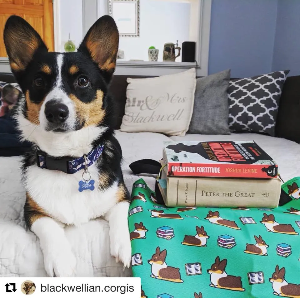 Green Bookworm Corgi Tote Bag