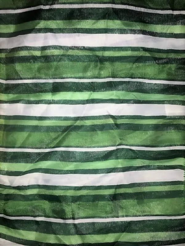 Green White Striped Infinity Scarf