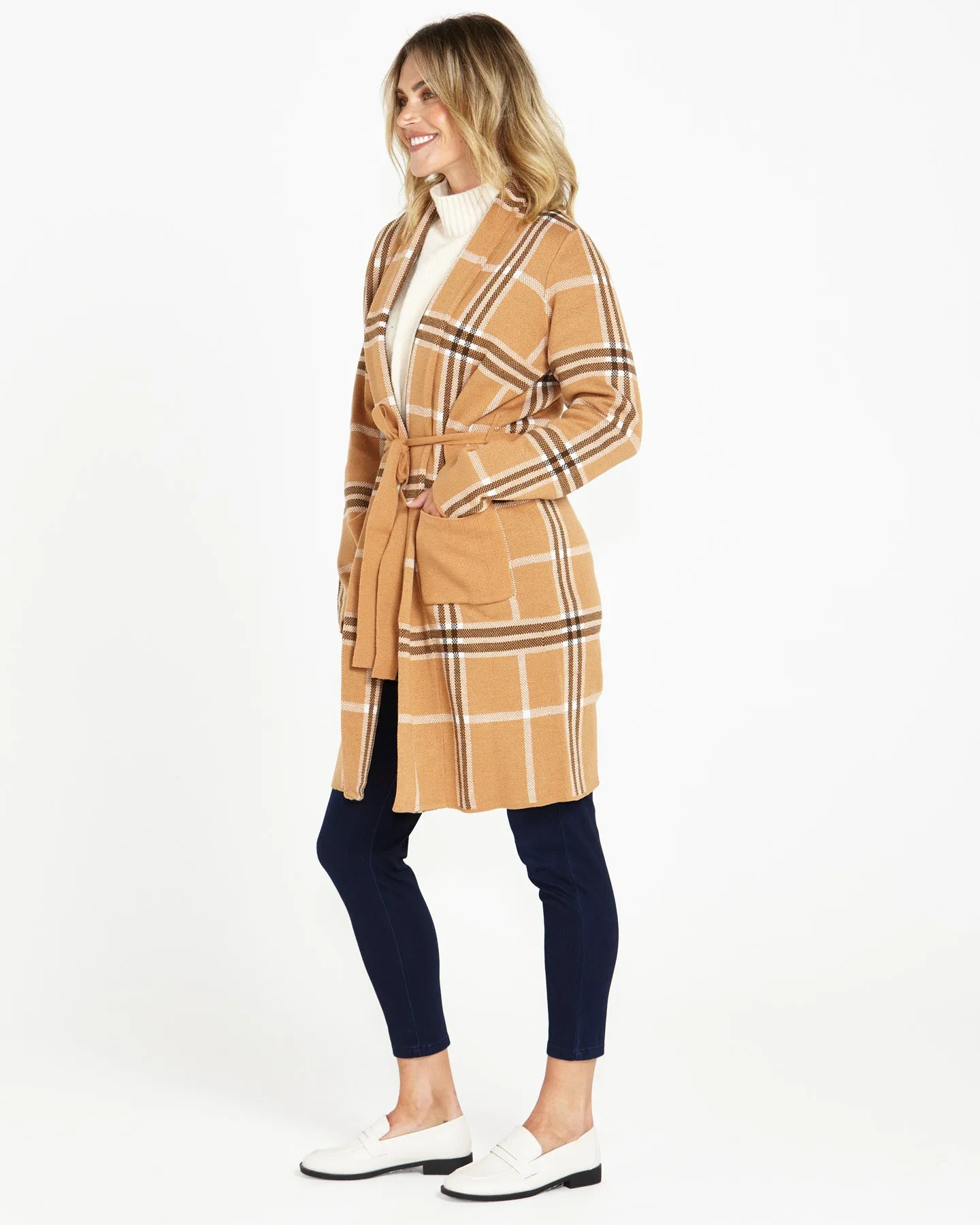 HAMPSHIRE CARDIGAN - BEIGE PLAID