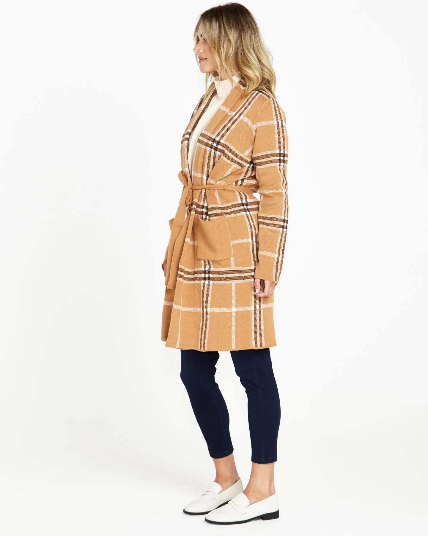 HAMPSHIRE CARDIGAN - BEIGE PLAID