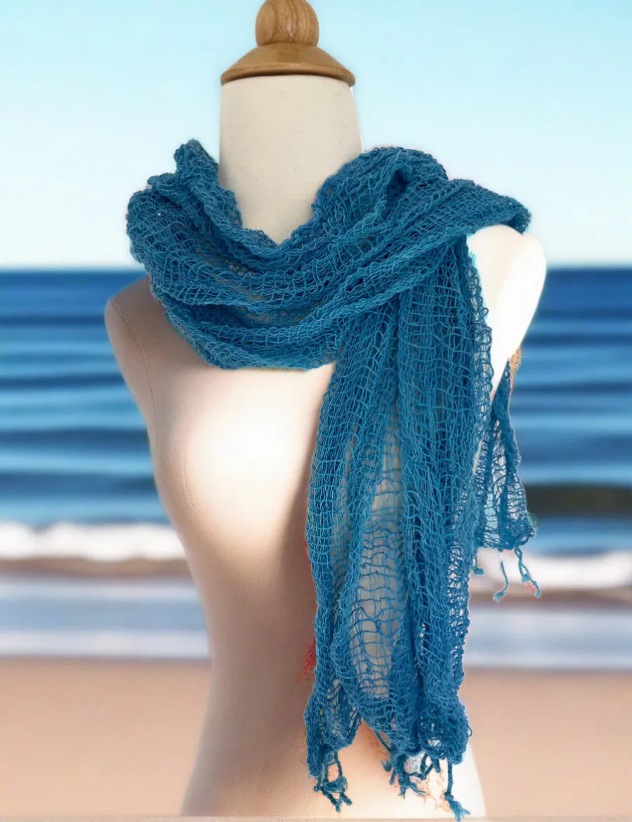 Handwoven Open Weave Cotton Scarf - Niagara