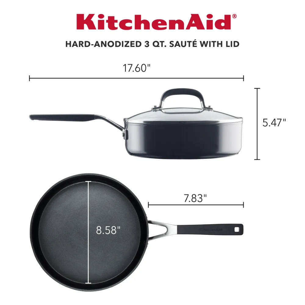 Hard-Anodized Nonstick 3-Quart Sauté Pan with Lid