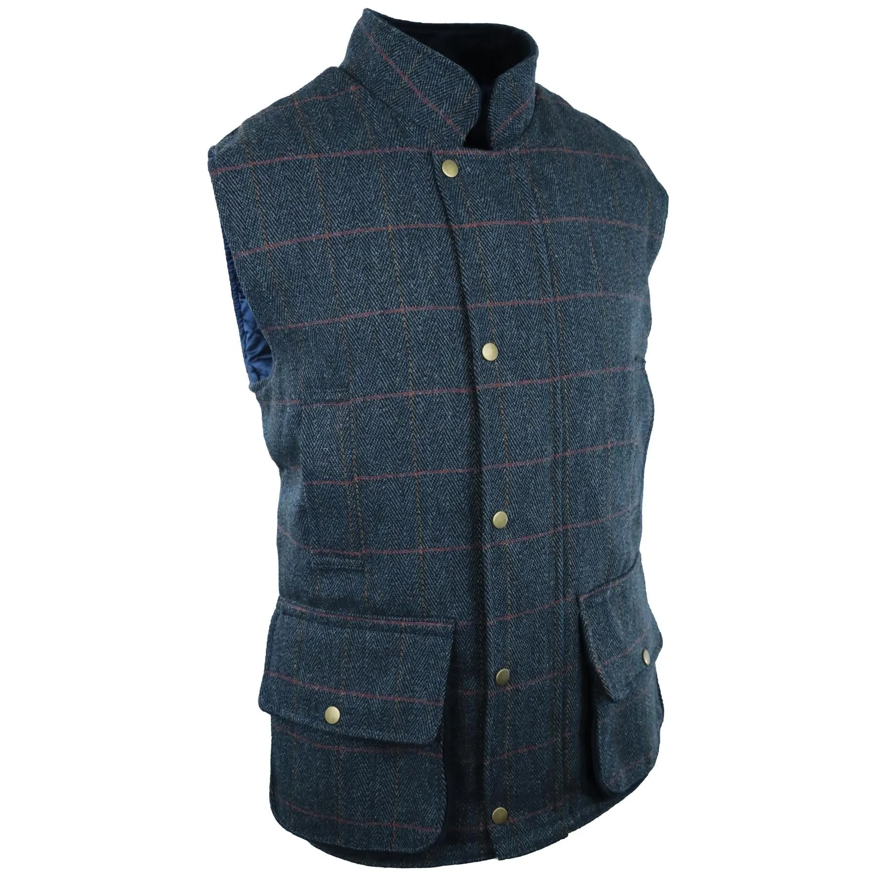 Hazy Blue Tweed Mens Bodywarmer Waistcoat