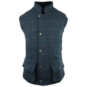 Hazy Blue Tweed Mens Bodywarmer Waistcoat