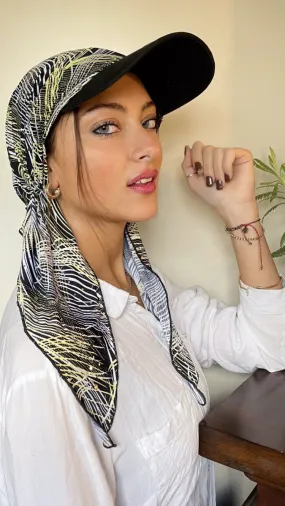 Headscarf With Brim | Premium Sun Hat For Sun Shade | Visor With Attached Sequin Scarf | Proudly Made in the USA