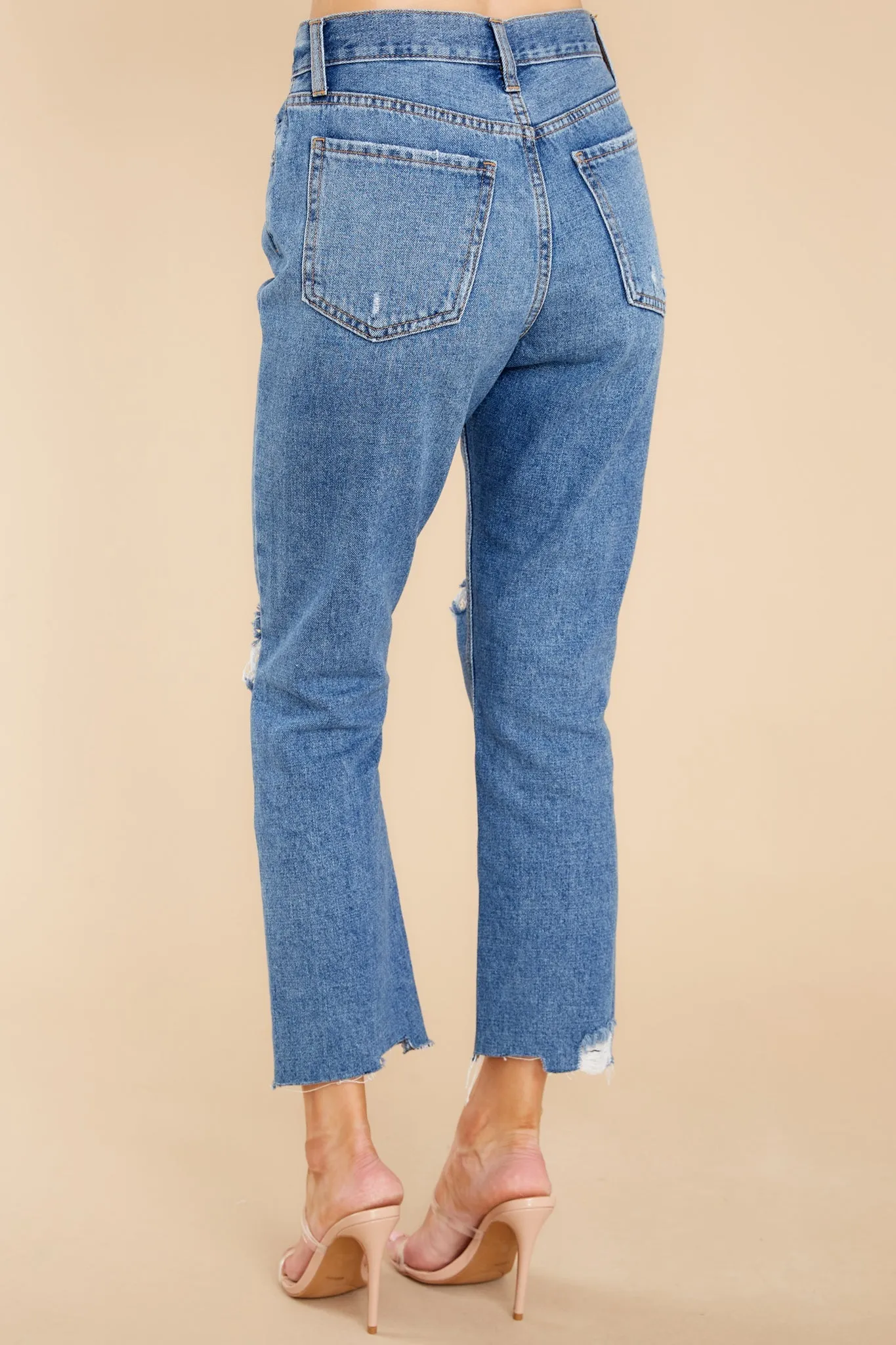 Heard A Rumor Medium Wash Distressed Mom Jeans