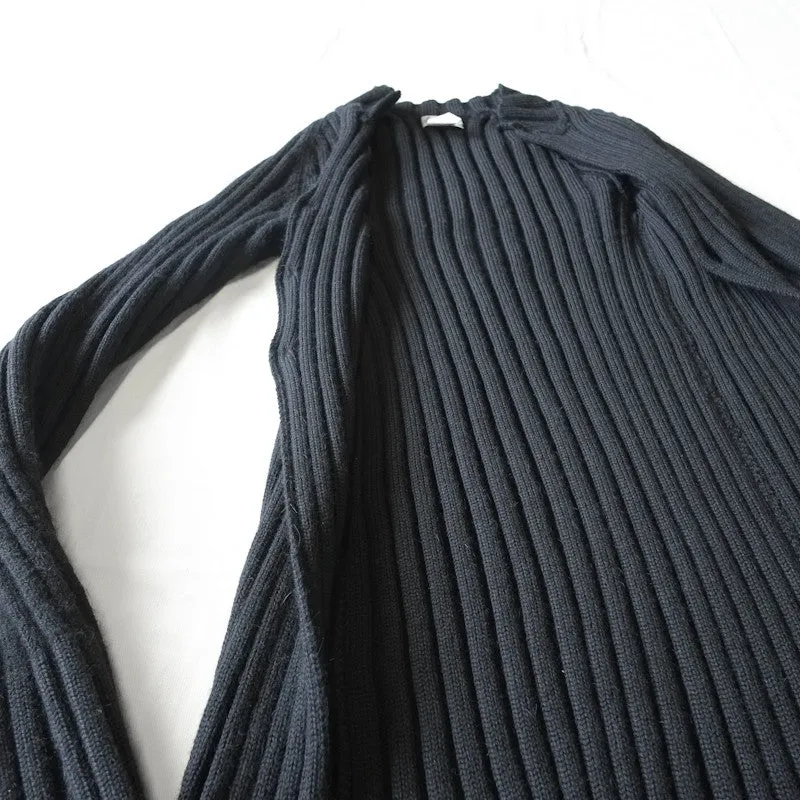 heavy knit elongated cardigan