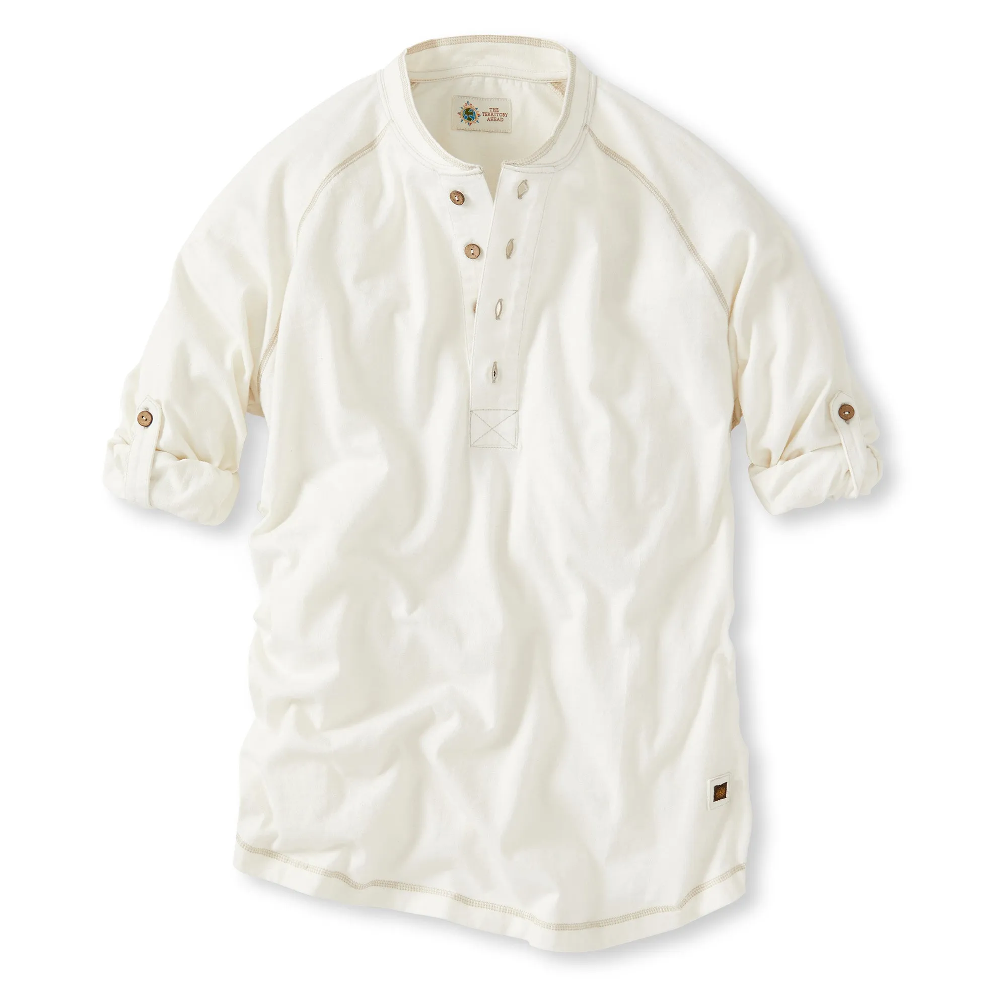 Horse Gulch Roll-Sleeve Natural Henley - Tall