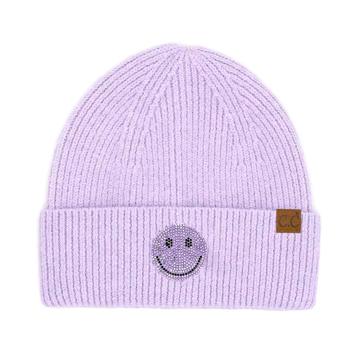 HTE0100 Layla Rhinestone Smiley Beanie