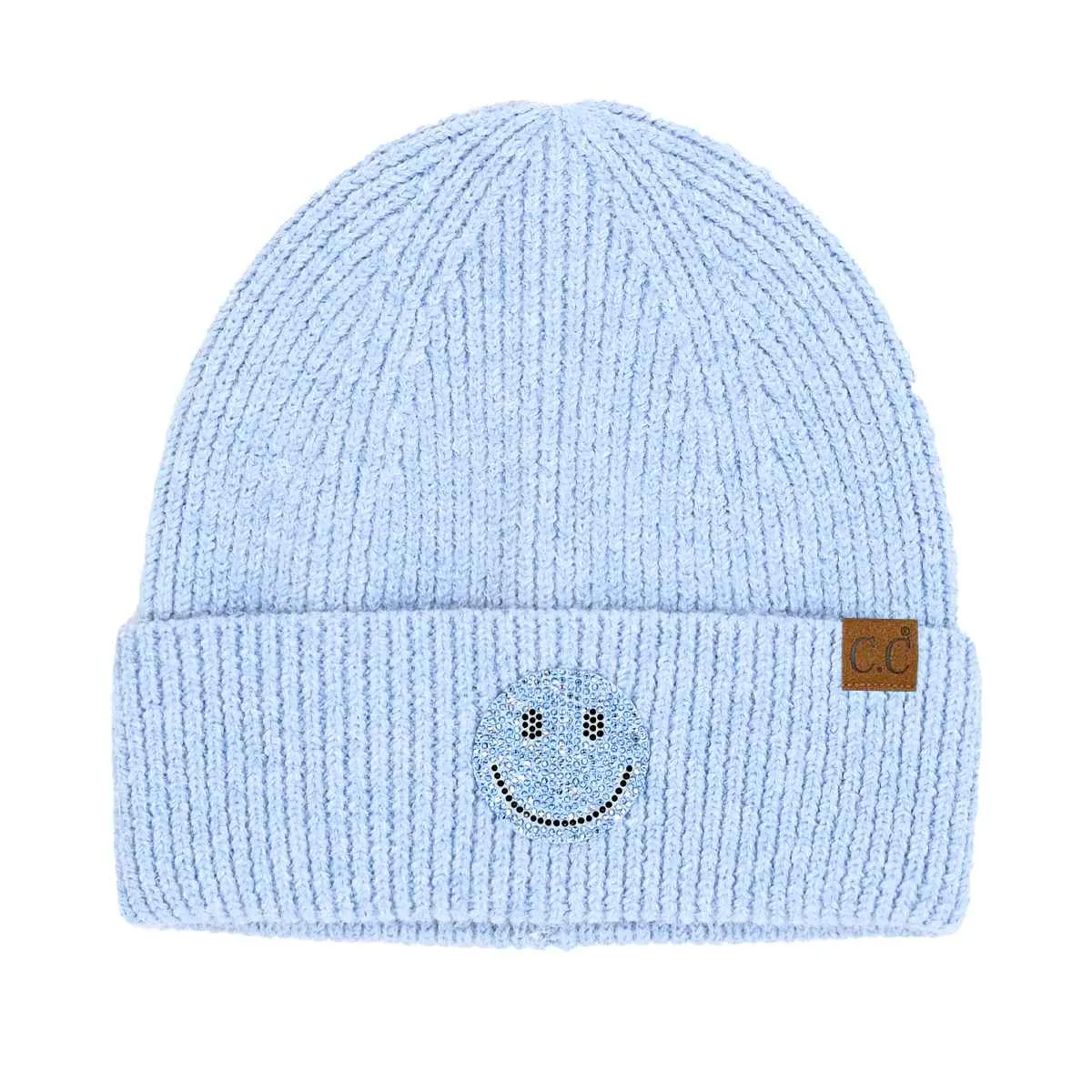 HTE0100 Layla Rhinestone Smiley Beanie