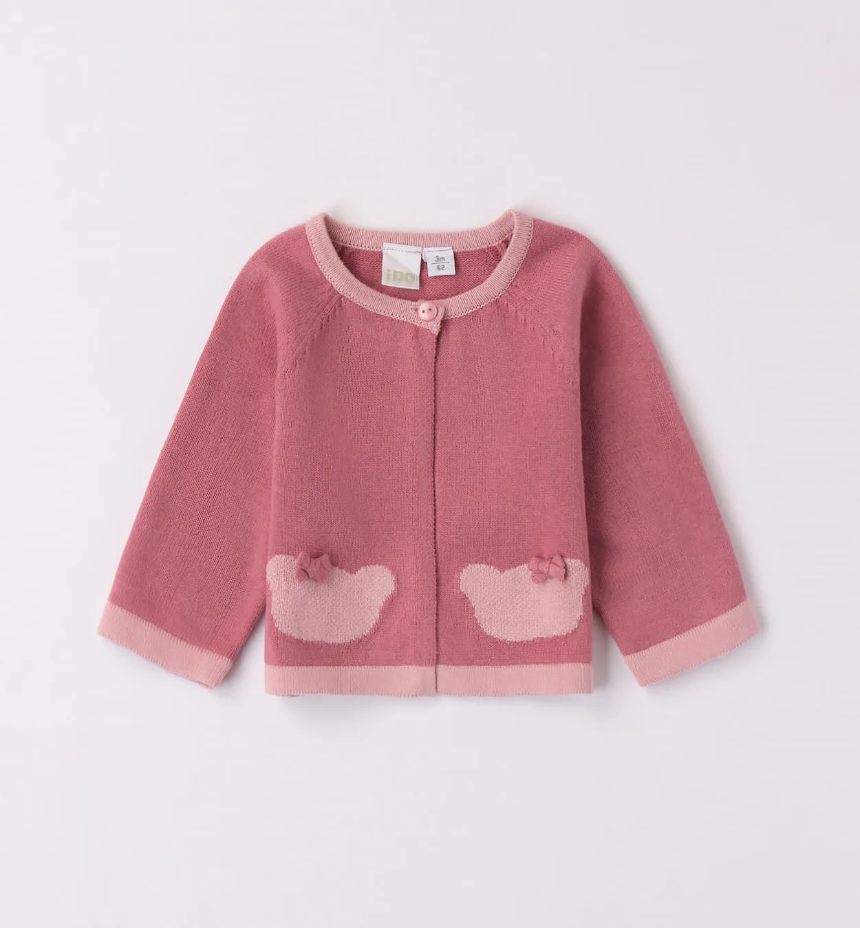 iDo - 3 piece knit set, top skirt and cardigan, pink